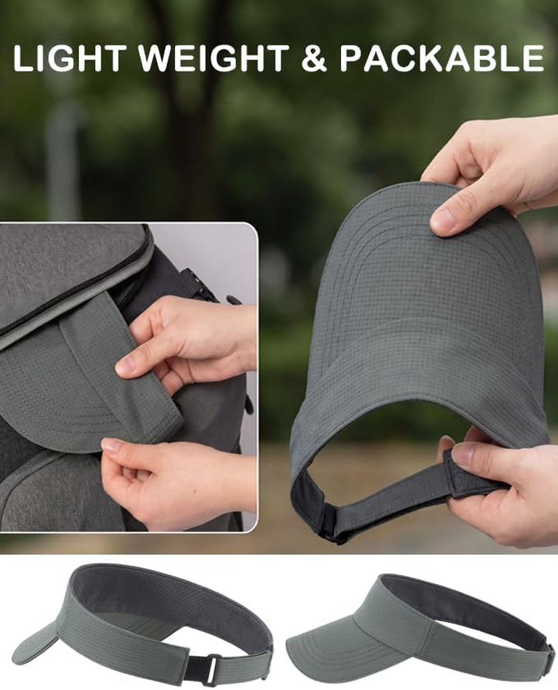 UPF50+ Sports Sun Visor Men Women Lightweight Packable Cooling Visor Hat for Running Tennis Golf