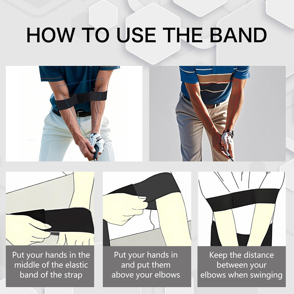 Golf Swing Trainer Aid – Golf Arm Band Training Aid to Improve Arm Connection, Tempo & Consistency – Golf Swing Band Practice Tool for Better Swing Mechanics (Black)