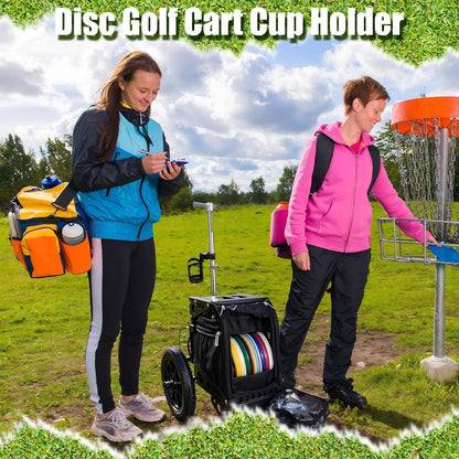 Disc Golf Cart Cup Holder, Super Large Capacity Fits up to a 40Oz Bottle, Universal Disc Golf Push Cart Clip on Drink Holder Accessories Compatible with All Push Carts