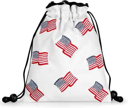 US Patriotism Golf Valuables Pouch Bag with Drawstrings | Premium Faux Leather Golf Tee Pouch Accessorries for Men