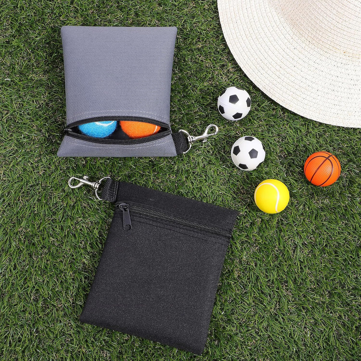 2 Pcs Golf Tee Bag, 6.57 X 5.51 Inch Golf Ball Bag Pouch, Golfs Zippered Pocket with Lobster Claw Clip, Tees Ball Storage, Balls, Valuables Gift Accessory Pouch for Men Women