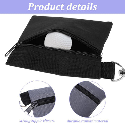 2 Pcs Golf Tee Bag, 6.57 X 5.51 Inch Golf Ball Bag Pouch, Golfs Zippered Pocket with Lobster Claw Clip, Tees Ball Storage, Balls, Valuables Gift Accessory Pouch for Men Women