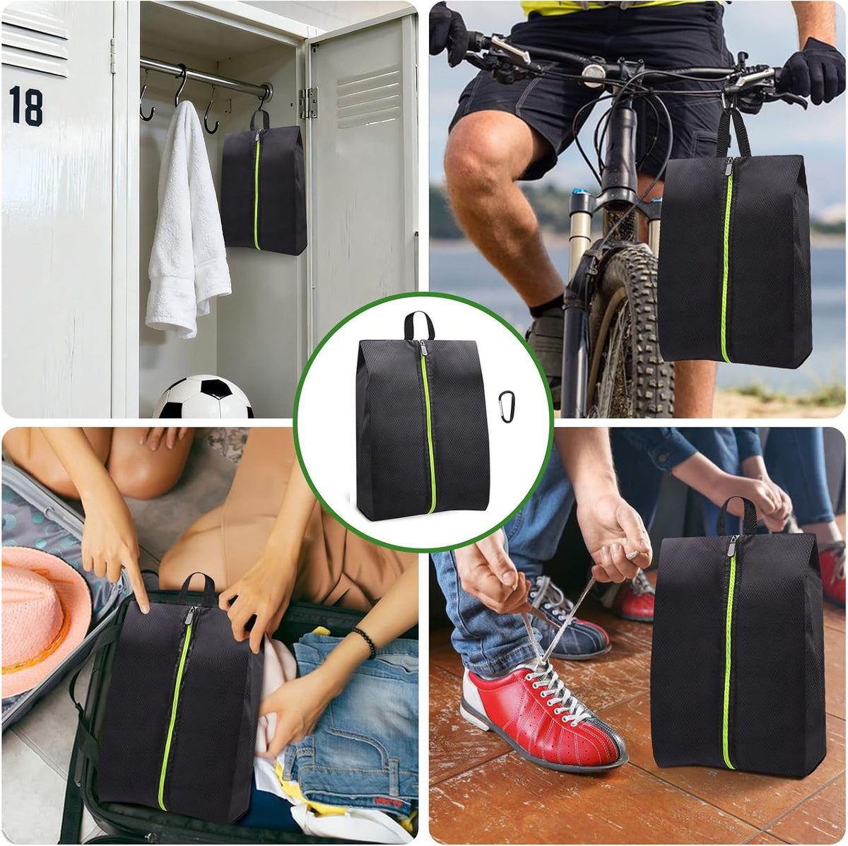 Roliwils Smell Proof Shoe Cleat Bag with Reinforced Handle | Odor-Resistant Cleat Bag with Carabiner | Travel Shoe Organizer for Men | Baseball Soccer Footwear Storage