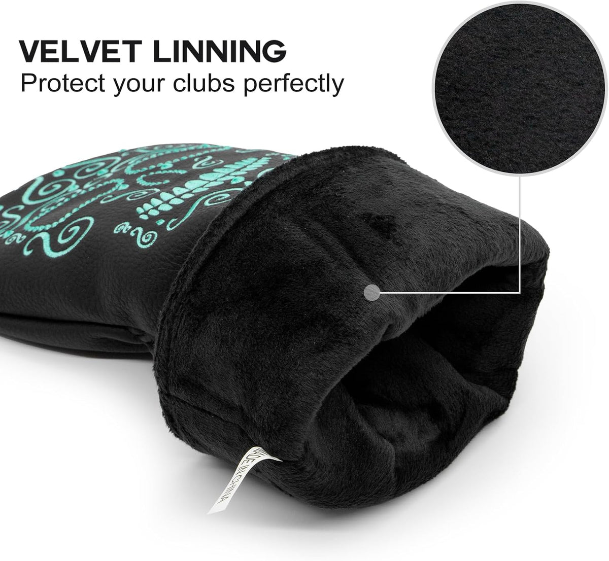 Black Golf Club Covers Skull Embroidery Driver Headcover Fairway 3 Wood Headcover Hybrid Headcover for Your Selection Fits for All Brands