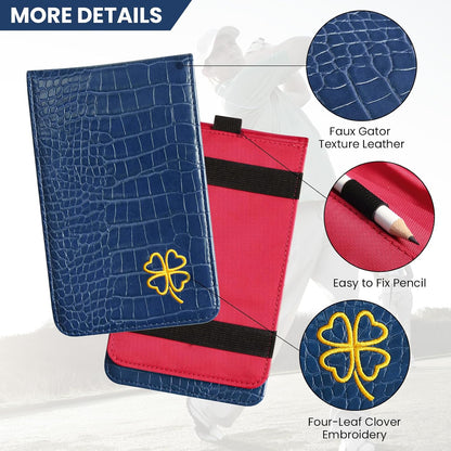 Golf Scorecard Holder PU Leather with 2 Pencils | Durable Yardage Books Cover Protection, Pocket Size Golf Bag Fit, Long Lasting Use, Multiple Stylish Pattern Options