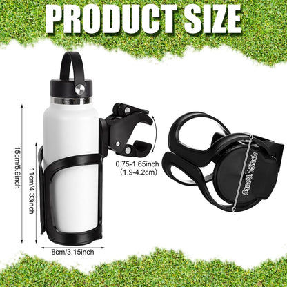 Disc Golf Cart Cup Holder, Super Large Capacity Fits up to a 40Oz Bottle, Universal Disc Golf Push Cart Clip on Drink Holder Accessories Compatible with All Push Carts