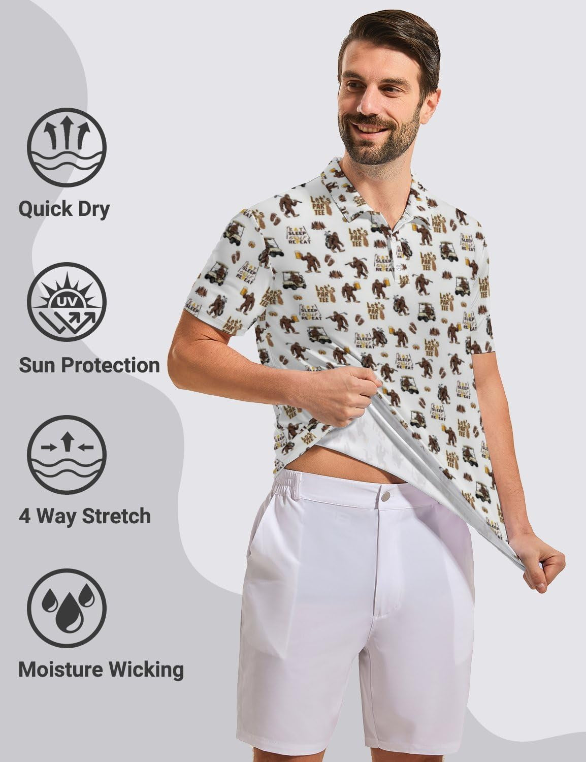Golf Shirts for Men Moisture Wicking Golf Polo Shirts Quick Dry Short Sleeve Polo Shirts for Men