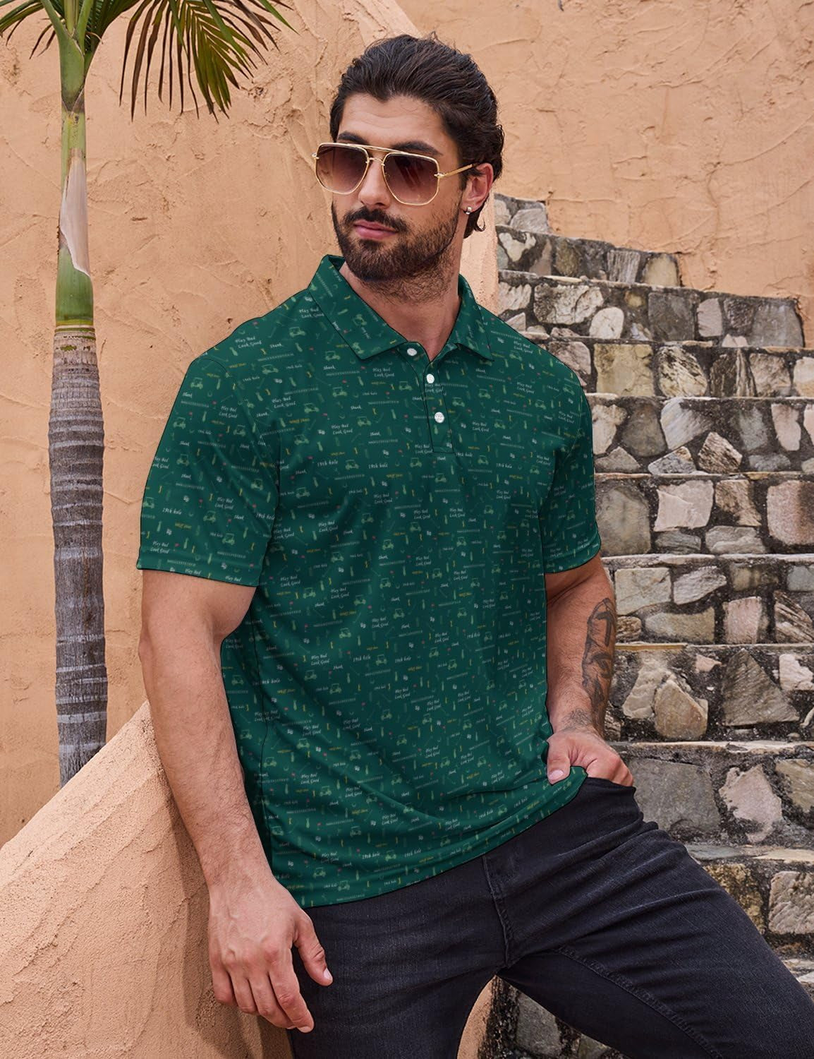 Golf Shirts for Men Moisture Wicking Golf Polo Shirts Quick Dry Short Sleeve Polo Shirts for Men