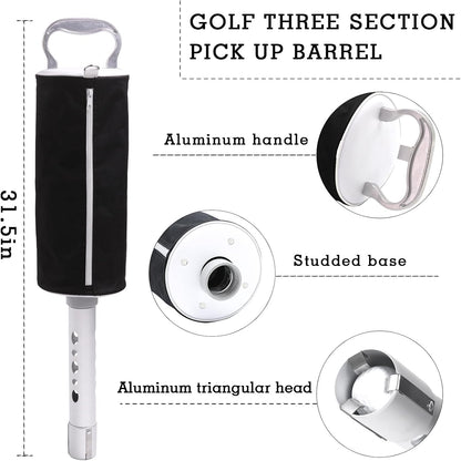 Golf Ball Shag Bag with Aluminum Handle and Frame | Shag Bag for Golf Balls Golf Ball Retriever | Hold up to 70 Balls (Black)