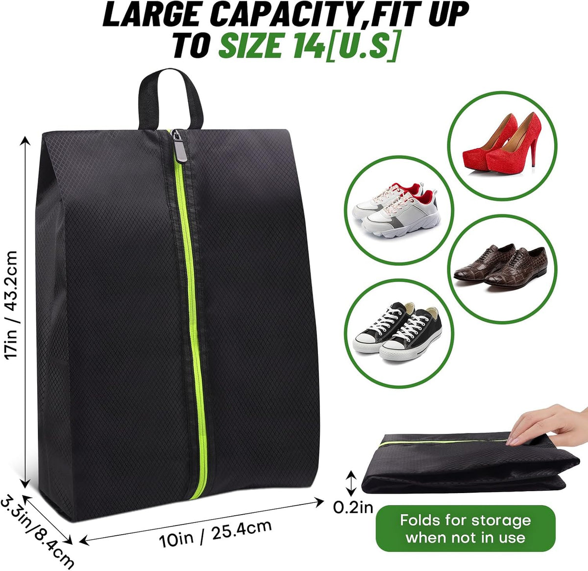 Roliwils Smell Proof Shoe Cleat Bag with Reinforced Handle | Odor-Resistant Cleat Bag with Carabiner | Travel Shoe Organizer for Men | Baseball Soccer Footwear Storage
