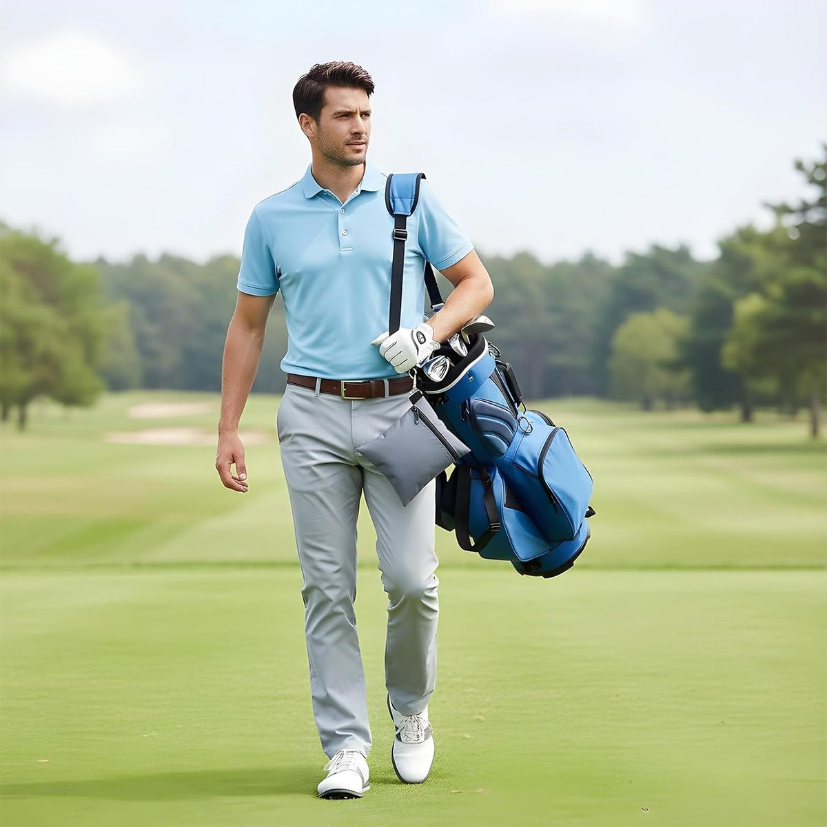 2 Pcs Golf Tee Bag, 6.57 X 5.51 Inch Golf Ball Bag Pouch, Golfs Zippered Pocket with Lobster Claw Clip, Tees Ball Storage, Balls, Valuables Gift Accessory Pouch for Men Women