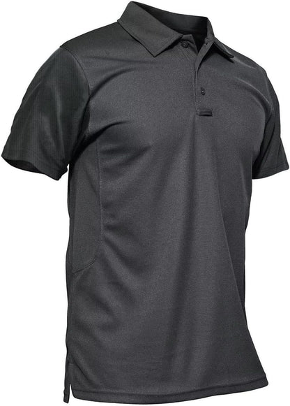 Men'S Polo Shirt Quick Dry Performance Short Sleeve Tactical Shirts Pique Jersey Golf Shirt