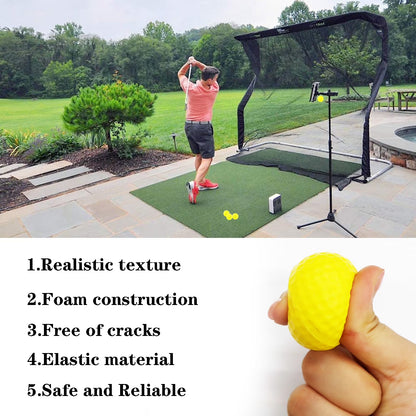 Golf Practice Balls with Bucket Value 50 Pack, Soft Foam with Limited Flight for Safe Practice