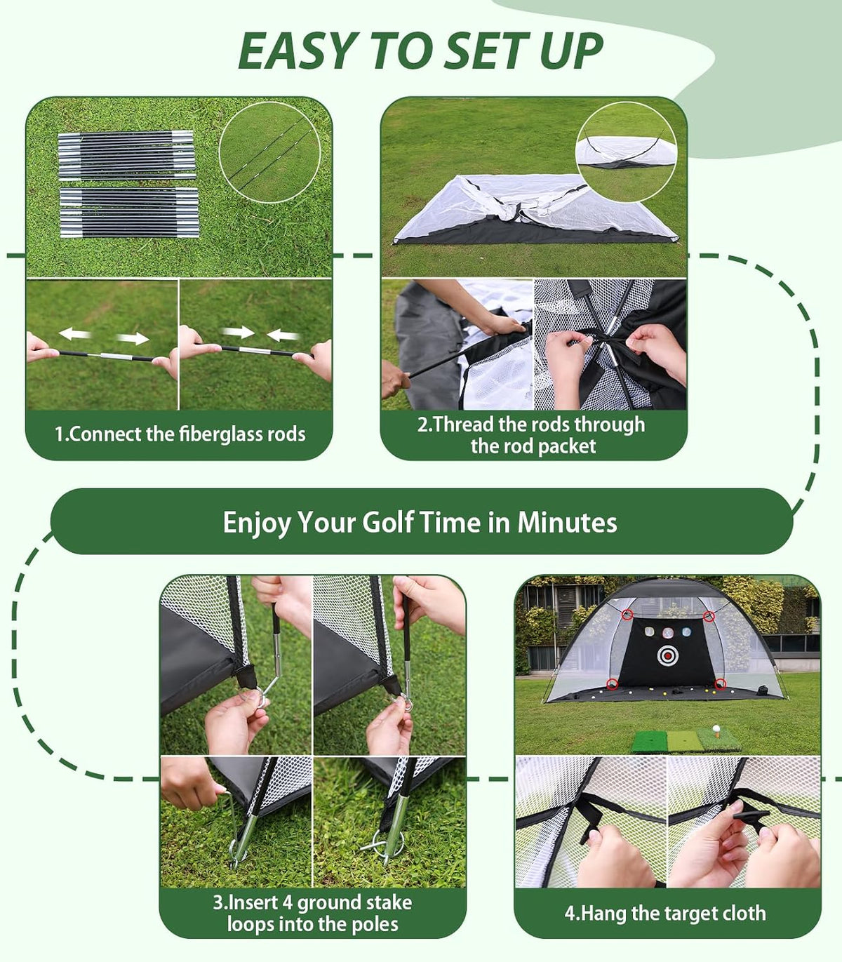 Golf Net, 10X7Ft Golf Hitting Aid with Mat, Designed for Outdoor & Indoor Use, Practice Nets for Backyard Driving Real Balls, Ideal Gifts for Men Dad Husband & Golfers