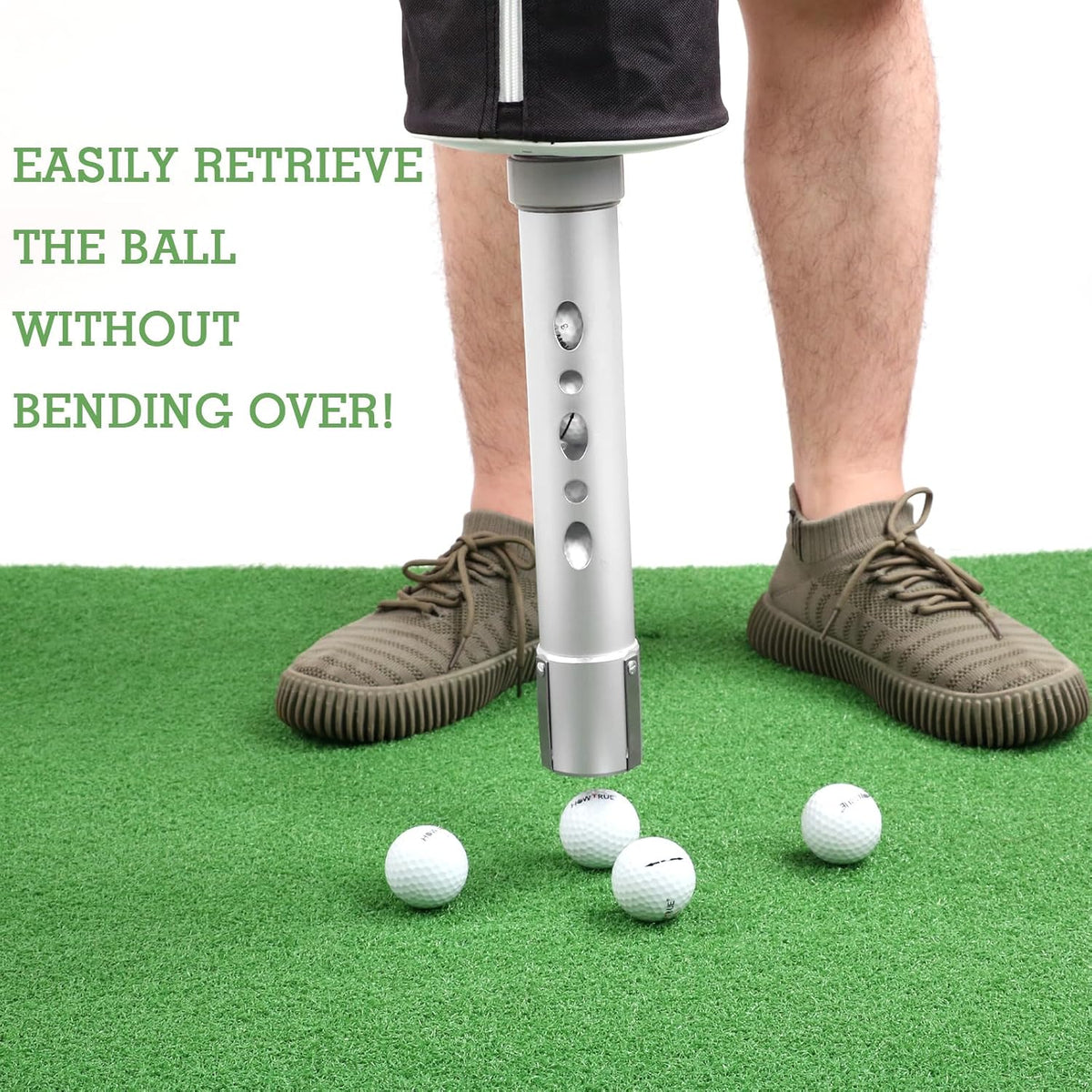 Golf Ball Shag Bag with Aluminum Handle and Frame | Shag Bag for Golf Balls Golf Ball Retriever | Hold up to 70 Balls (Black)