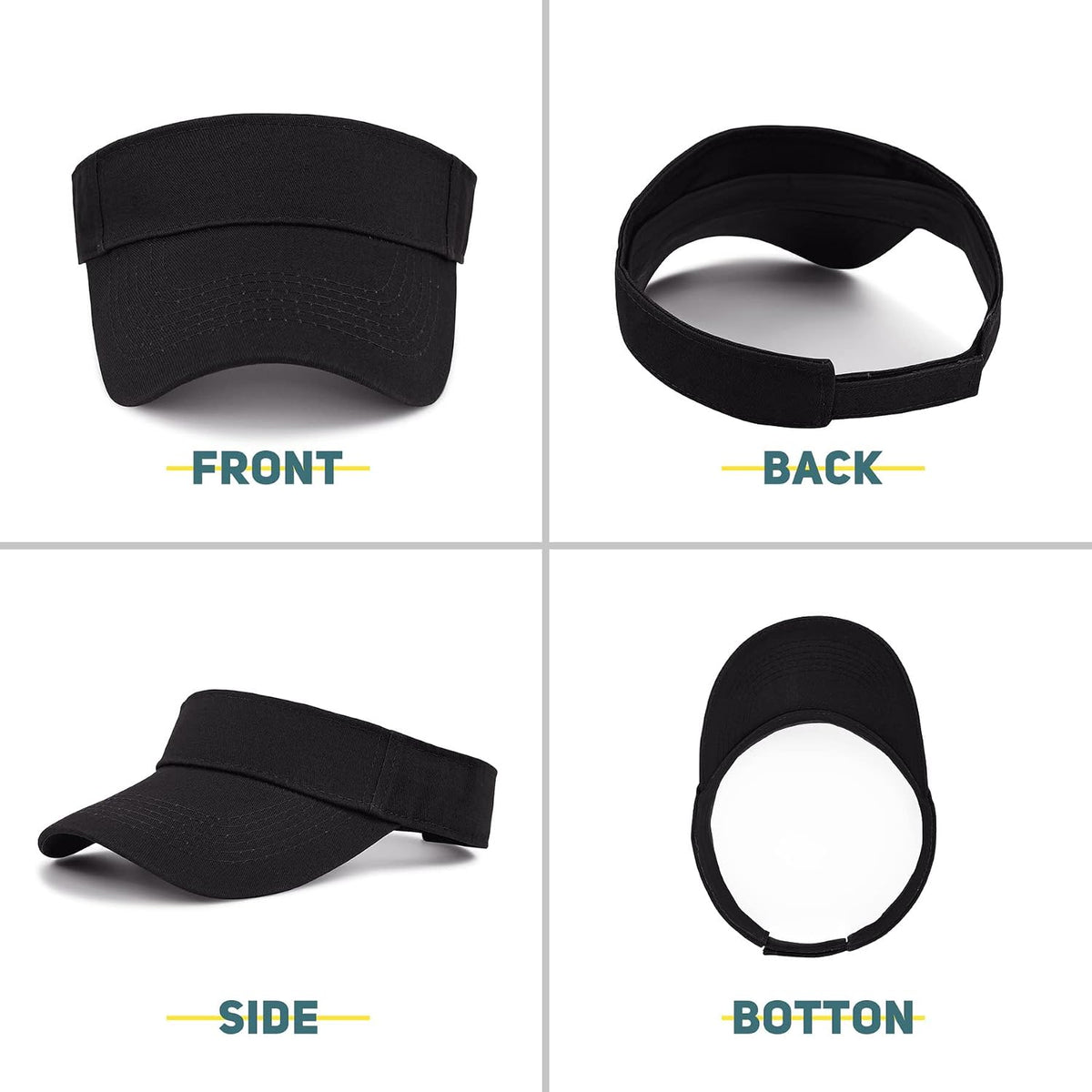 3.2" Structured Brim Visor Hats for Women, UPF 50+, Golf/Tennis | 3.2"Structured Brim Adds Sun Coverage, Steady View, Quick-Dry Sweatband, Open-Top Ponytail Fit, Adjustable Fit & Lightweight