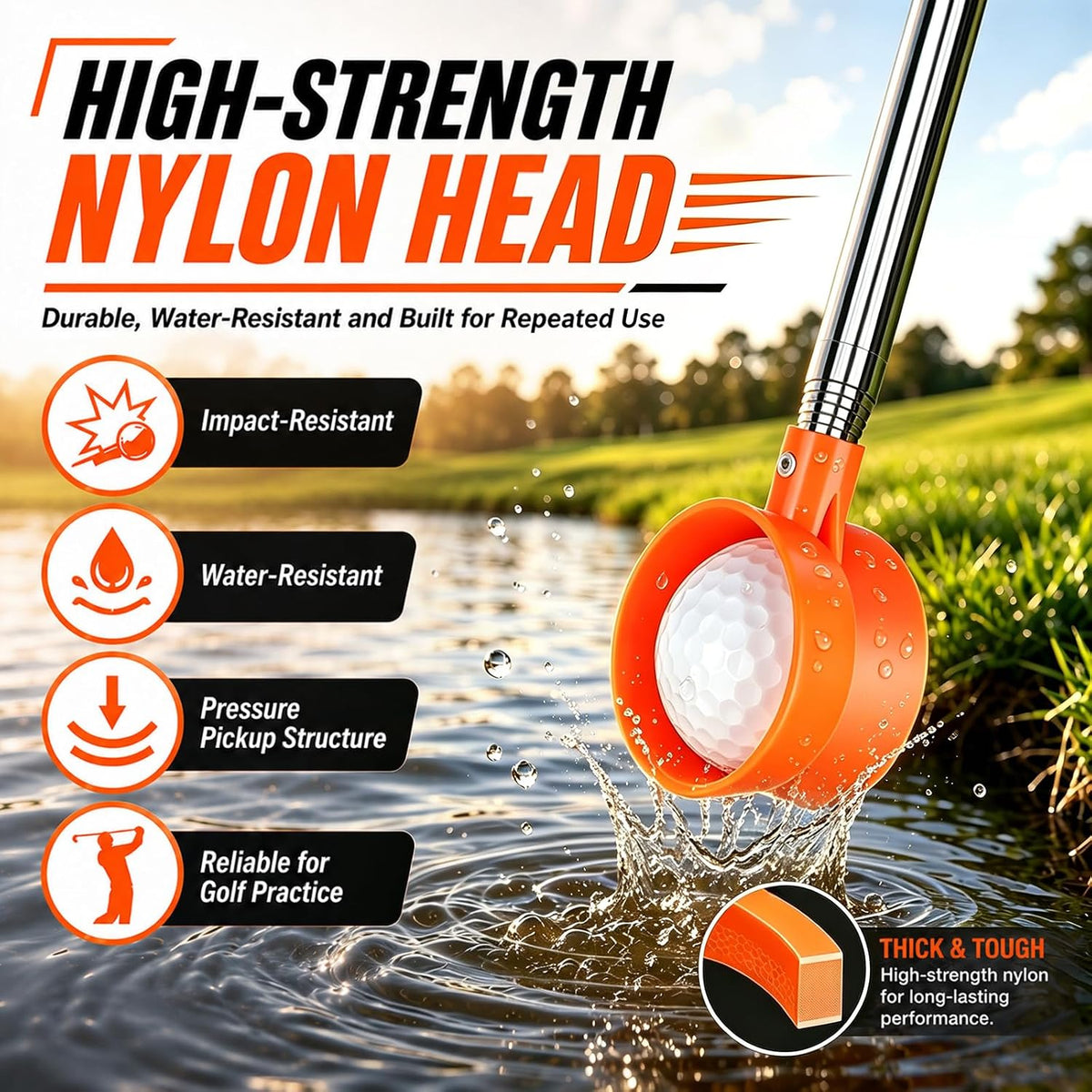 Golf Ball Retriever Telescopic for Water, 9Ft/12Ft/9.01Ft/16.3Ft/20Ft Stainless Steel Golf Ball Retriever, Professional Golf Ball Retriever