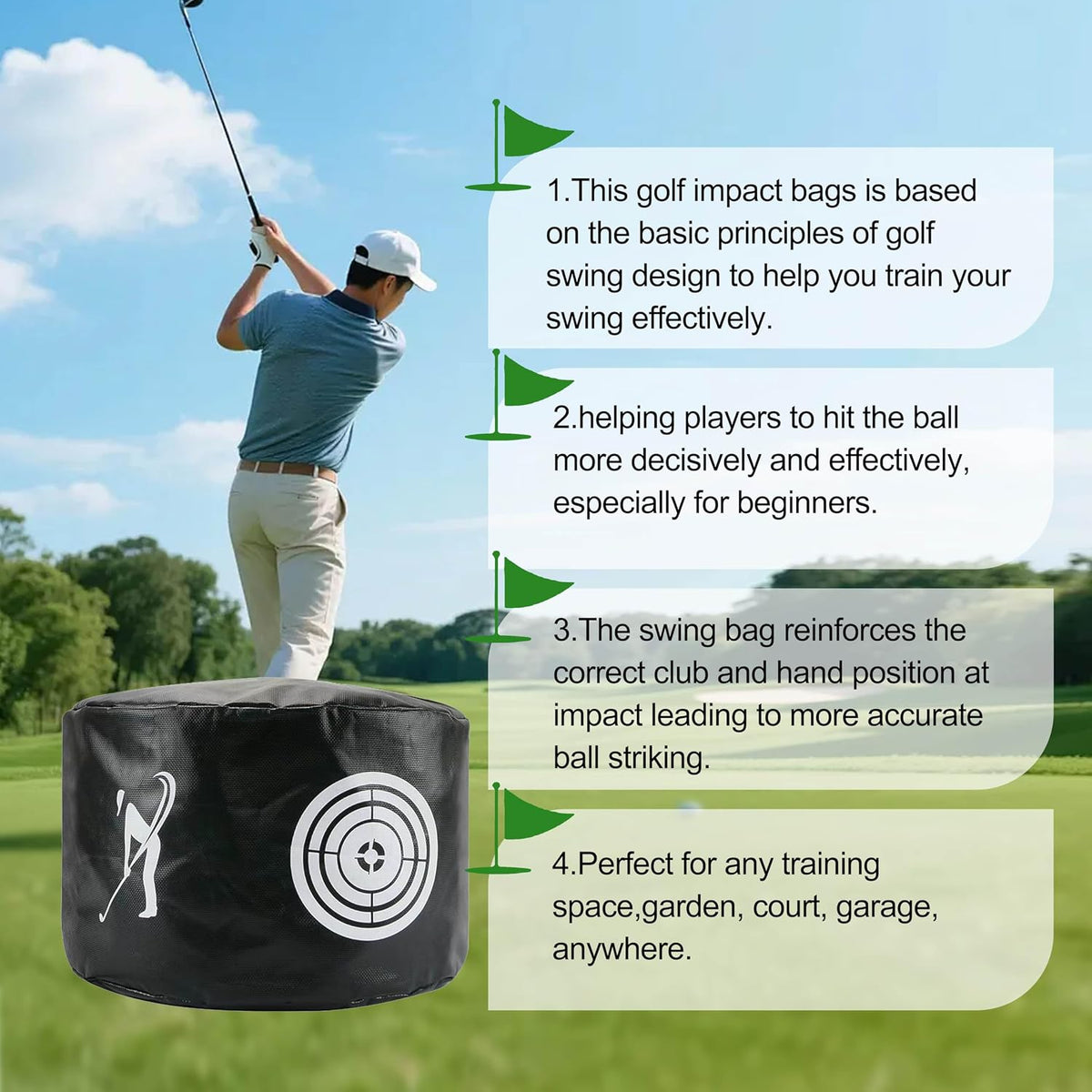 Golf Impact Bag Golf Hitting Bag Hitting Bag Golf Impact Power Smash Bag Swing Training Aids Waterproof Durable