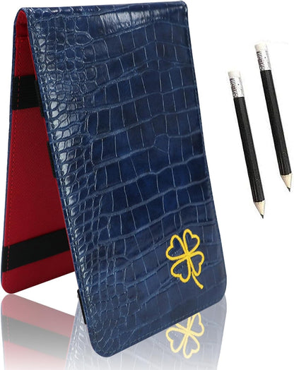 Golf Scorecard Holder PU Leather with 2 Pencils | Durable Yardage Books Cover Protection, Pocket Size Golf Bag Fit, Long Lasting Use, Multiple Stylish Pattern Options