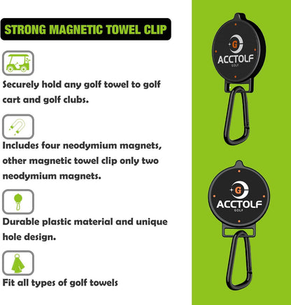 Magnetic Clip for Golf Towel, Magnetic Golf Towel Clip for Golf Cart, Clubs, Golf Hub, Removable Industrial Magnetic Accessories