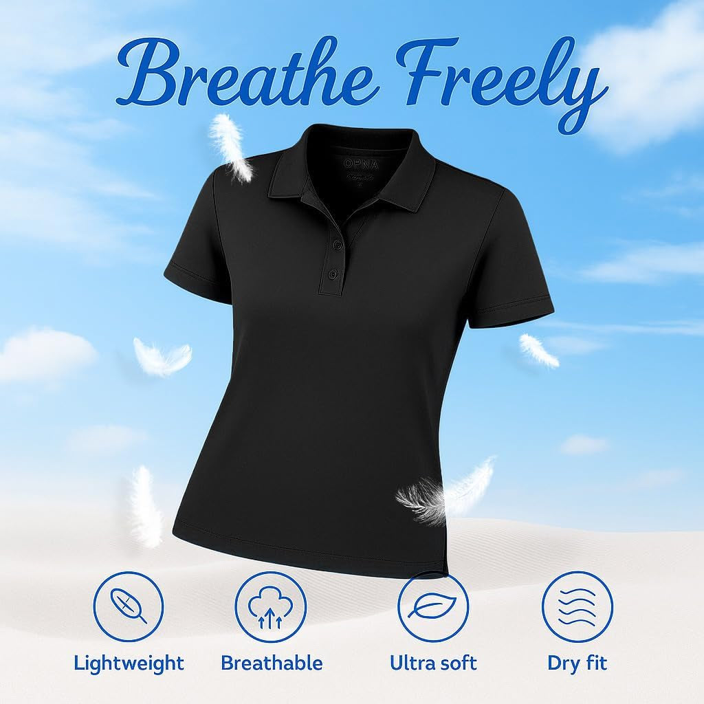 Women'S Dry-Fit Golf Polo Shirts 3-Button Golf Polo'S in 20 Colors XS-3XL Shirt