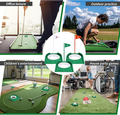 Golf Putting Practice Cup Hole Training Aids Golf Accessories Training Putters with Plastic Flag for Adult Office Garage Yard Indoor Outdoor Practice