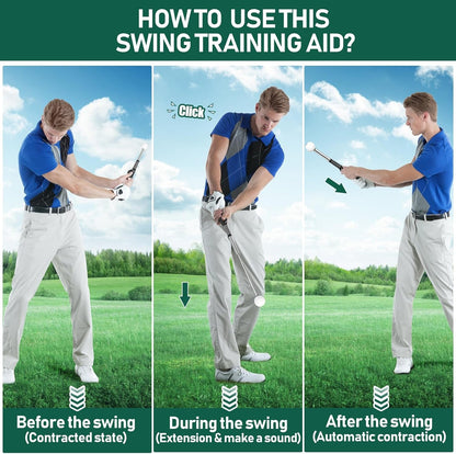 Retractable Golf Swing Trainer with Golf Grip Trainer & Arm Band | Telescopic Club Retractable Golf Swing Training Aid /Tempo Stick Golf/Warm Up/Indoor Golf Practice | Golf Grip Trainer