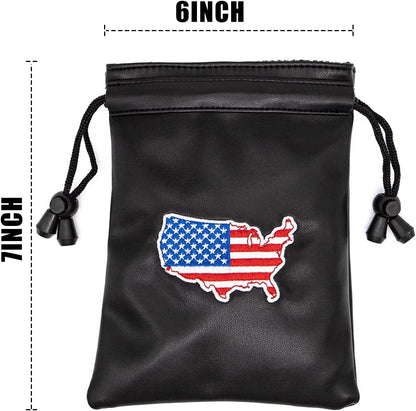 Golf Valuables Pouch,Golf Pouch with Drawstrings Leather Golf Tee Pouch for Men Women