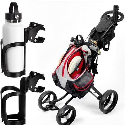 Disc Golf Cart Cup Holder, Super Large Capacity Fits up to a 40Oz Bottle, Universal Disc Golf Push Cart Clip on Drink Holder Accessories Compatible with All Push Carts