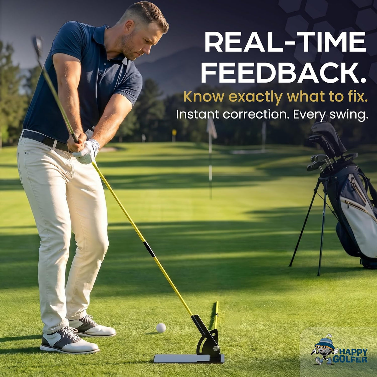 Golf Swing Plane Trainer with Alignment Stick Holder | Golf Alignment Stick Holder Training Aid for Swing Path, Tempo & Ball Striking | Adjustable Golf Training Aid for Indoor & Outdoor Practice