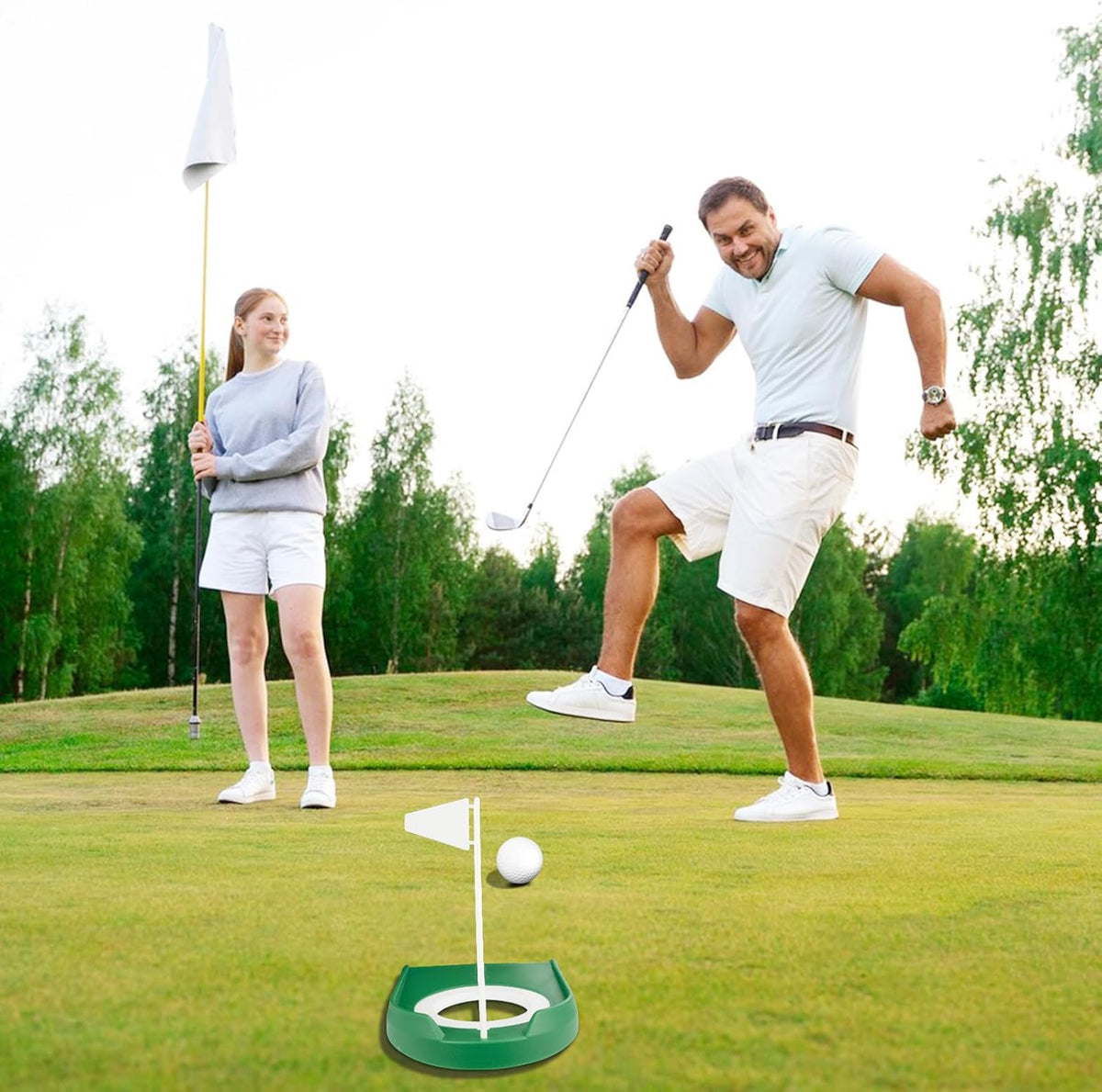Putting Green Indoor Set 2Pcs Golf Putting Cup with Flag,Golf Putting Cup for Kid Adult Office Garage Yard Indoor Outdoor Practice,Training Aids Putting Greens Cups and Flags