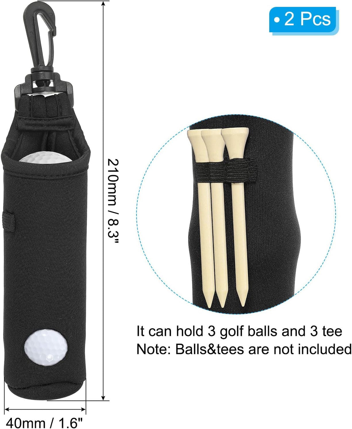 Golf Ball Carry Bag, Golf Tee Holder Pouch Portable Neoprene Golf Ball Holder with Clip for Men and Women Storage Gift