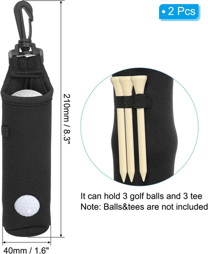 Golf Ball Carry Bag, Golf Tee Holder Pouch Portable Neoprene Golf Ball Holder with Clip for Men and Women Storage Gift