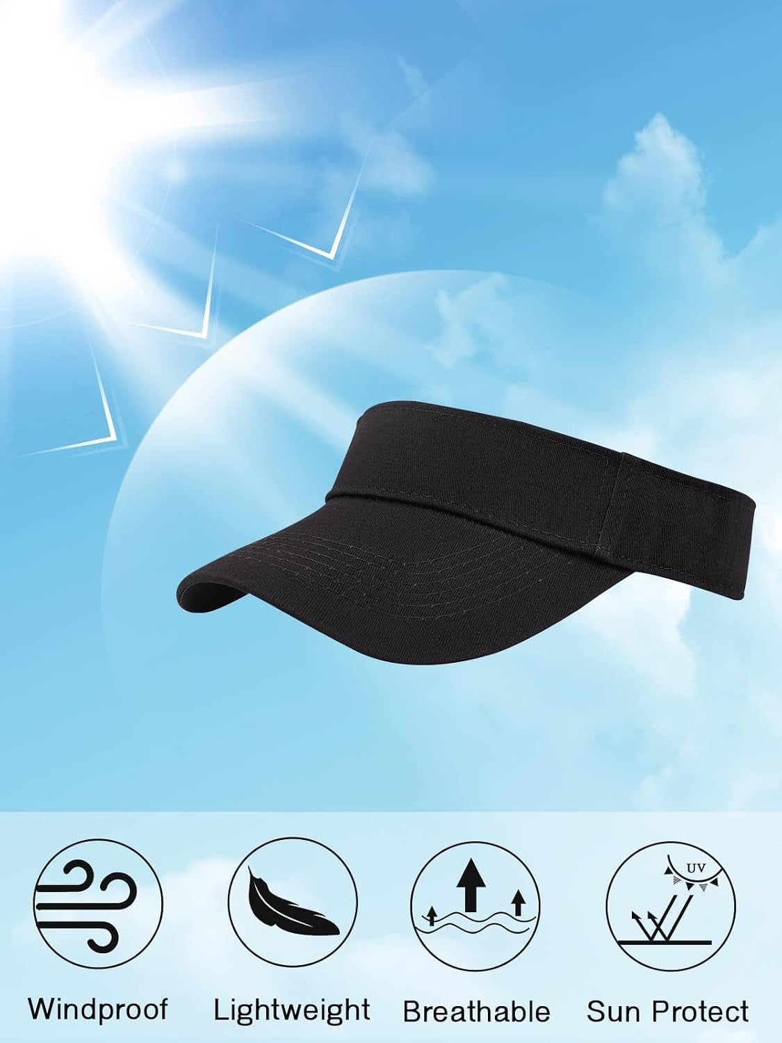 3.2" Structured Brim Visor Hats for Women, UPF 50+, Golf/Tennis | 3.2"Structured Brim Adds Sun Coverage, Steady View, Quick-Dry Sweatband, Open-Top Ponytail Fit, Adjustable Fit & Lightweight
