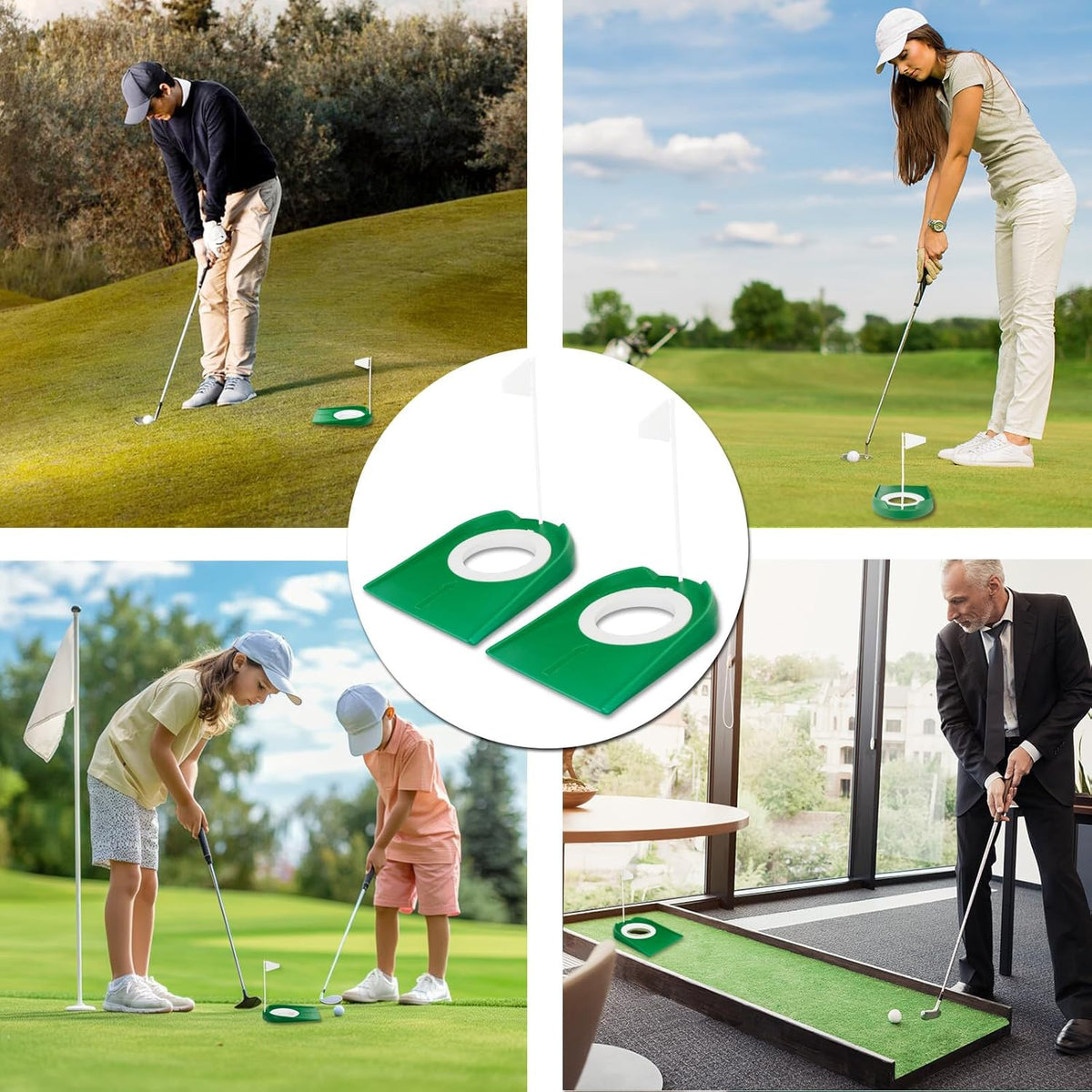Putting Green Indoor Set 2Pcs Golf Putting Cup with Flag,Golf Putting Cup for Kid Adult Office Garage Yard Indoor Outdoor Practice,Training Aids Putting Greens Cups and Flags