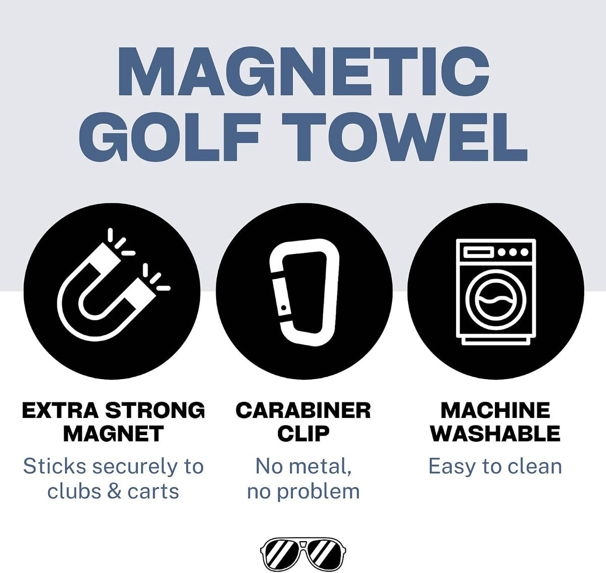 Magnetic Golf Towel with Carabiner Clip & Extra Strong Magnet - 24 X 16 In. Waffle Microfiber Golf Bag Towel - Blue Golf Towels for Golf Bags Women & Men (Blue, Palm Trees)