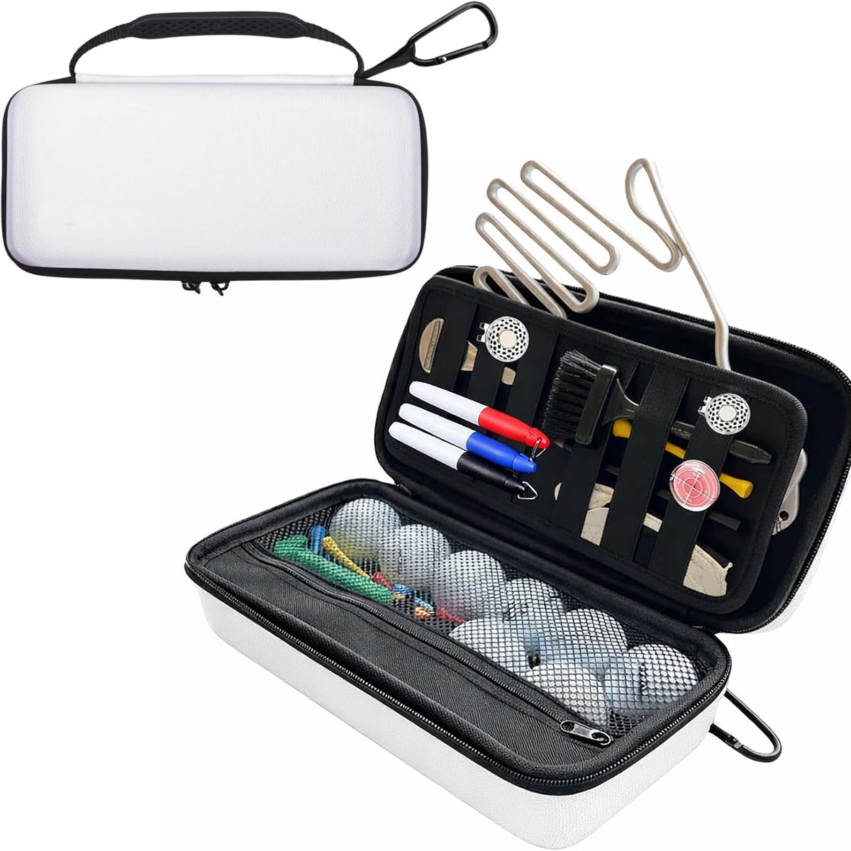Golf Glove Holder Case with Removable Glove Shaper,Hard Shell Protective Golf Accessories Organizer Bag Fits Balls,Tees,Markers,Golf Gift for Men Women Golfers