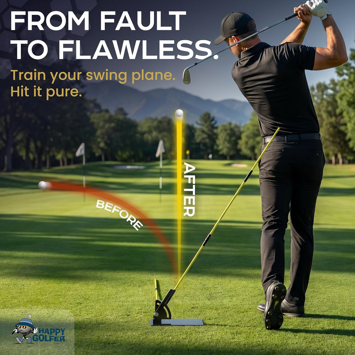 Golf Swing Plane Trainer with Alignment Stick Holder | Golf Alignment Stick Holder Training Aid for Swing Path, Tempo & Ball Striking | Adjustable Golf Training Aid for Indoor & Outdoor Practice