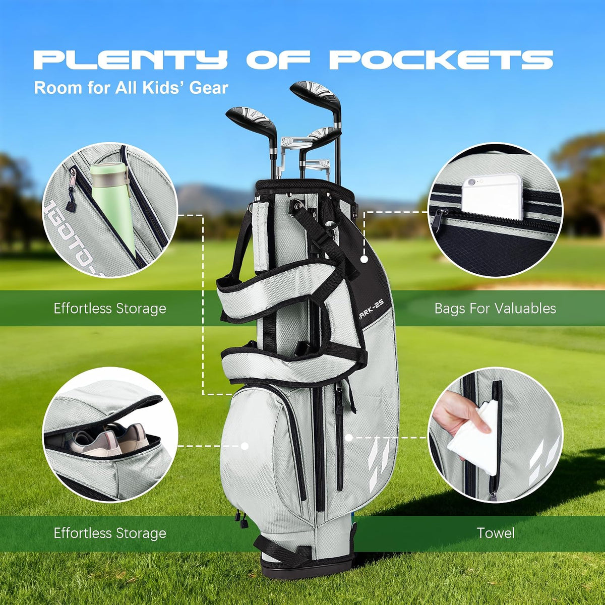 Junior Golf Stand Bag - Youth Golf Bag Ages 6-14+ Adult Lightweight Golf Stand Bag for Children & Adult