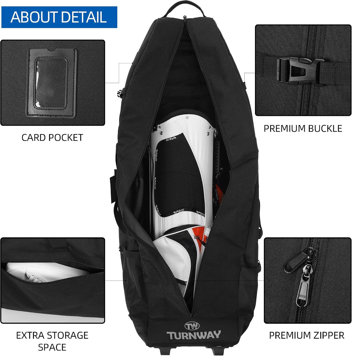 Foldable Padded Golf Travel Bag, Heavy Duty 900D Polyester Golf Club Bag Waterproof Golf Carry Bag Cart Bag with Wheels, Soft-Sided Spacial Size for Golf Gear Transportation