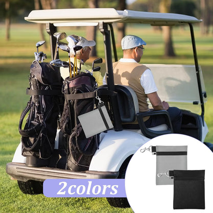 2 Pcs Golf Tee Bag, 6.57 X 5.51 Inch Golf Ball Bag Pouch, Golfs Zippered Pocket with Lobster Claw Clip, Tees Ball Storage, Balls, Valuables Gift Accessory Pouch for Men Women