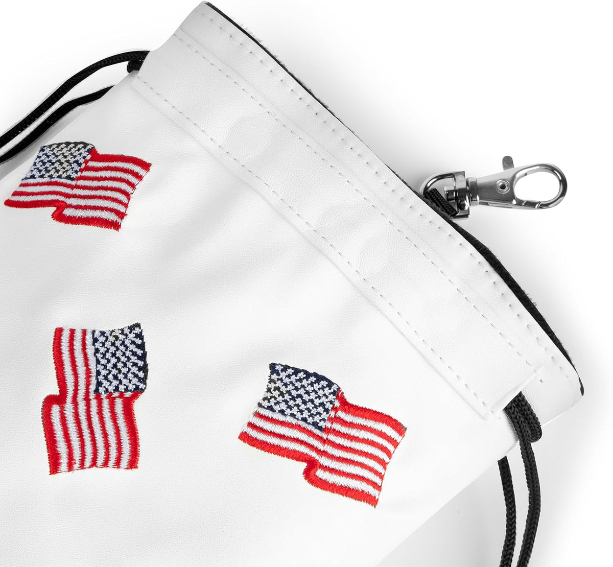 US Patriotism Golf Valuables Pouch Bag with Drawstrings | Premium Faux Leather Golf Tee Pouch Accessorries for Men