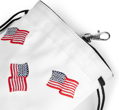 US Patriotism Golf Valuables Pouch Bag with Drawstrings | Premium Faux Leather Golf Tee Pouch Accessorries for Men