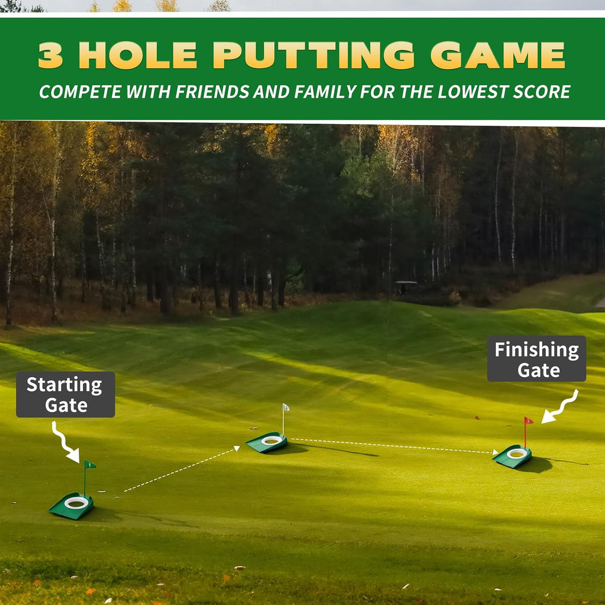 Golf Putting Practice Cup Hole Training Aids Golf Accessories Training Putters with Plastic Flag for Adult Office Garage Yard Indoor Outdoor Practice