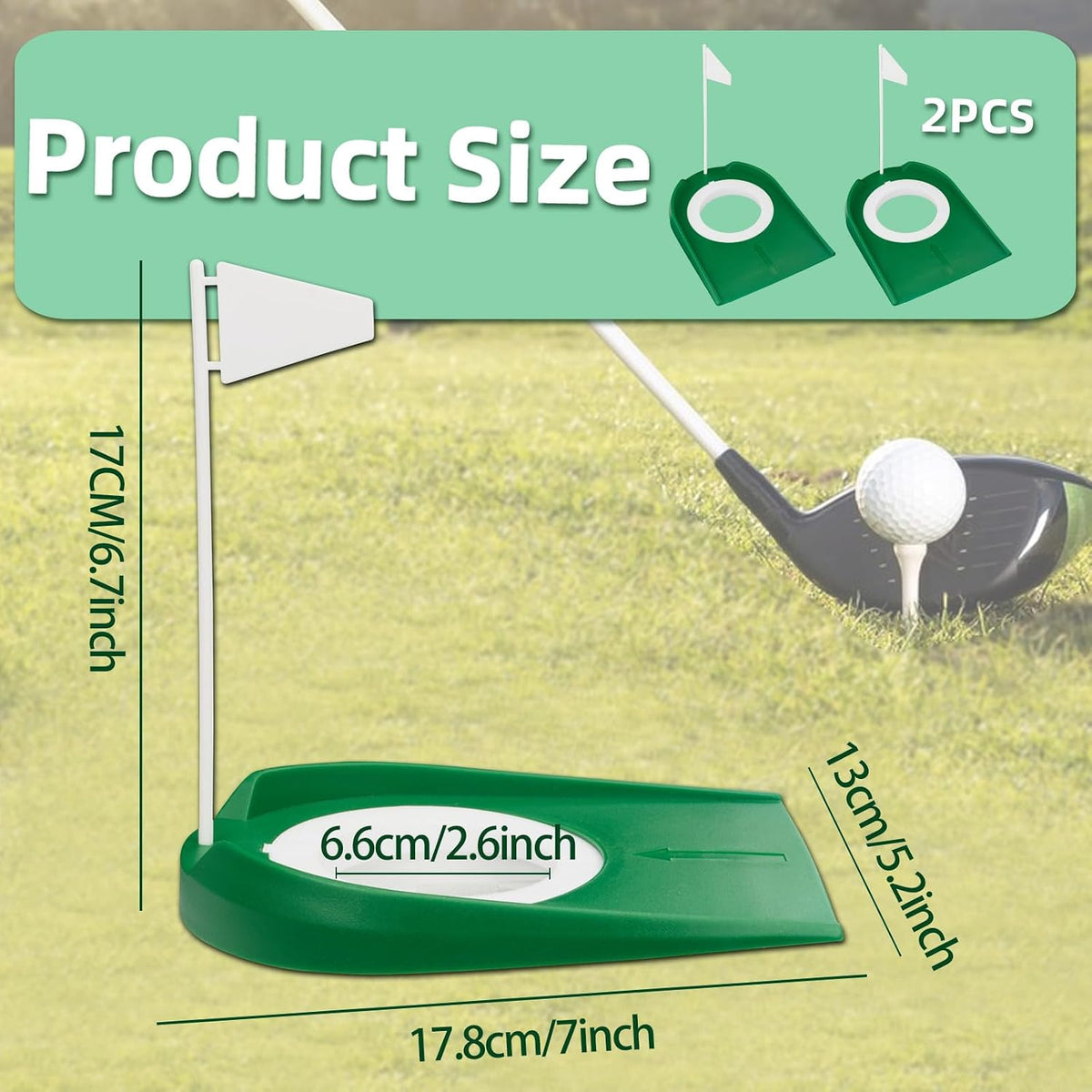 Putting Green Indoor Set 2Pcs Golf Putting Cup with Flag,Golf Putting Cup for Kid Adult Office Garage Yard Indoor Outdoor Practice,Training Aids Putting Greens Cups and Flags