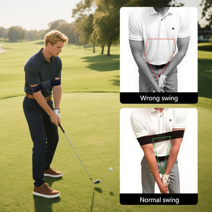 Golf Swing Trainer Aid – Golf Arm Band Training Aid to Improve Arm Connection, Tempo & Consistency – Golf Swing Band Practice Tool for Better Swing Mechanics (Black)