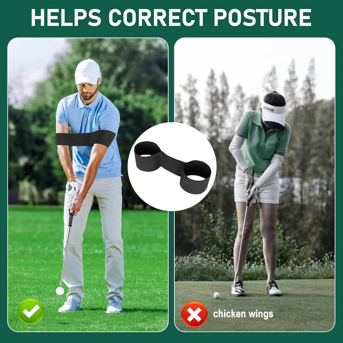 Retractable Golf Swing Trainer with Golf Grip Trainer & Arm Band | Telescopic Club Retractable Golf Swing Training Aid /Tempo Stick Golf/Warm Up/Indoor Golf Practice | Golf Grip Trainer