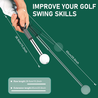 Retractable Golf Swing Trainer with Golf Grip Trainer & Arm Band | Telescopic Club Retractable Golf Swing Training Aid /Tempo Stick Golf/Warm Up/Indoor Golf Practice | Golf Grip Trainer