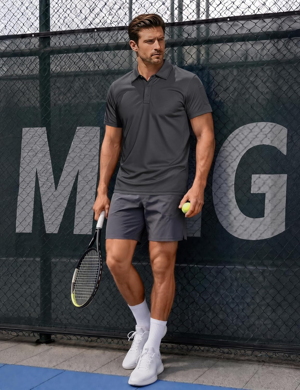 Men'S Polo Shirt Quick Dry Performance Short Sleeve Tactical Shirts Pique Jersey Golf Shirt