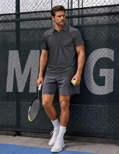 Men'S Polo Shirt Quick Dry Performance Short Sleeve Tactical Shirts Pique Jersey Golf Shirt